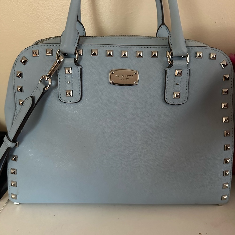 Michael Kors Sky Blue Studded Satchel